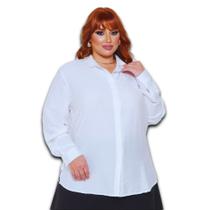 Blusa Feminina Alfaiataria com Botões e Manga Longa Plus Size Blusa Feminina Alfaiataria com Botões e Manga Longa Plus Size