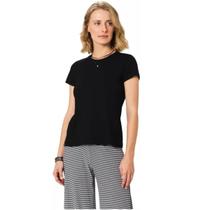 Blusa Feminina Algodão Preta Básica Malwee Original Gola Redonda