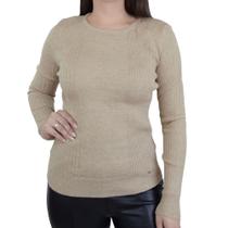 Blusa Feminina Alpelo Sueter Canelado Bege Gengibre 10900598 Blusa Feminina Alpelo Sueter Canelado Bege Gengibre 10900598