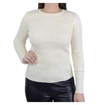 Blusa Feminina Alpelo Tricot Canelado Creme Porcelana 109005 Blusa Feminina Alpelo Tricot Canelado Creme Porcelana 109005