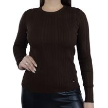 Blusa Feminina Alpelo Tricot Canelado Marrom Cocoa 10900585 Blusa Feminina Alpelo Tricot Canelado Marrom Cocoa 10900585