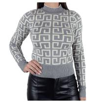 Blusa Feminina Alpelo Tricot Grego Bicolor Cinza - 10900 Blusa Feminina Alpelo Tricot Grego Bicolor Cinza - 10900