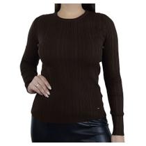 Blusa Feminina Alpelo Tricot Plus Size Marrom Cocoa 10900586