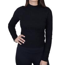 Blusa Feminina Alpelo Tricot Suéter Plaid Gola Alta Preta - 10900430