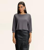 Blusa Feminina Ampla Manga 3/4 Viscose Endless Cinza Blusa Feminina Ampla Manga 3/4 Viscose Endless Cinza