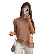 Blusa Feminina Assimétrica em Crepe com Alça Regulável