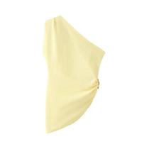 Blusa Feminina Assimétrica Sem Mangas - Decote Drapeado e Babados Blusa Feminina Assimétrica Sem Mangas - Decote Drapeado e Babados
