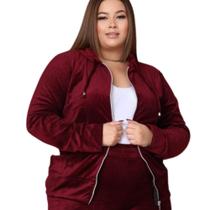 Blusa Feminina Aveludada Plush Capuz Bolso Outono Inverno Frio