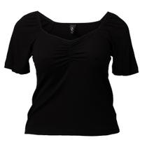 Blusa Feminina Averzzy Plus Size Canelada Ombro a Ombro Preta