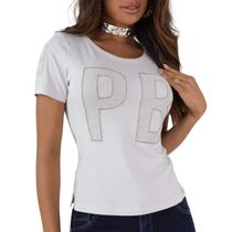 Blusa Feminina Baby Look Branca Estampa PB Pit Bull 70004 Blusa Feminina Baby Look Branca Estampa PB Pit Bull 70004