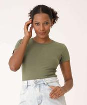 Blusa Feminina Básica Cotton Manga Curta Marisa-80046