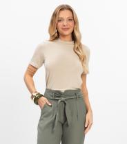 Blusa Feminina Básica em Malha Visco Rovitex Bege Blusa Feminina Básica em Malha Visco Rovitex Bege