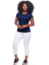 Blusa Feminina Básica Lisa Decote Redondo Viscolycra Elastano Manga Curta