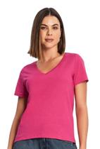Blusa Feminina Básica Manga Curta Decote V Manga Curta