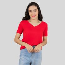 Blusa Feminina Básica Manga Curta Gola V Vermelha Blusa Feminina Básica Manga Curta Gola V Vermelha