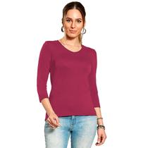 Blusa Feminina Básica Manga Longa Viscolycra Cereja