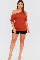 Blusa Feminina Básica Manga Única Soltinha Ombro Vazado - C Moreira Modas