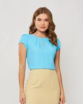 Blusa feminina basica mnga curta tamanho m cor azul Blusa feminina basica mnga curta tamanho m cor azul
