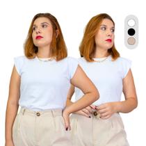 Blusa Feminina Básica Social Muscle Tee com Ombreira Barata Blusa Feminina Básica Social Muscle Tee com Ombreira Barata