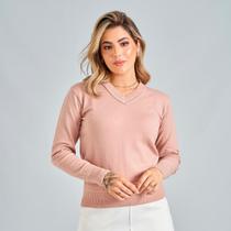 Blusa Feminina Básica Tricot Decote V