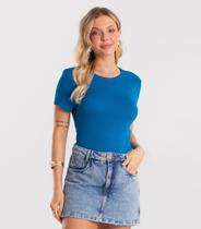 Blusa Feminina Básica Visco Tricot Rovitex Azul Blusa Feminina Básica Visco Tricot Rovitex Azul