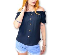 Blusa feminina bata ciganinha botões frontais fashion