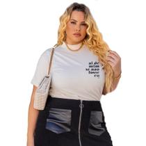 Blusa Feminina Bata T-Shirt Soltinha De Algodão Camiseta Plus Size Estampada Gola Redonda