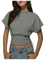 Blusa feminina BEAUDRM, capa casual, manga Dolman, preta/branca