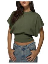 Blusa feminina BEAUDRM com capa casual, manga Dolman, verde