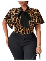 Blusa feminina BEAUDRM Plus Size Work Office amarelo/preta