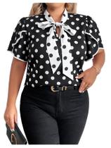 Blusa feminina BEAUDRM Plus Size Work Office preta e branca