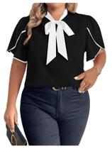 Blusa feminina BEAUDRM Plus Size Work Office preta