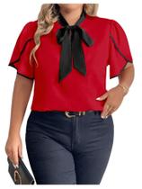 Blusa feminina BEAUDRM Plus Size Work Office vermelha