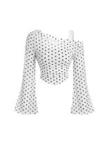 Blusa feminina BEAUDRM Y2K Off The Shoulder, manga comprida, branca