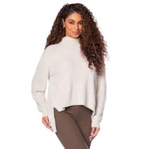 Blusa Feminina Biamar em Tricot Mullet Gola Alta Bege Claro Blusa Feminina Biamar em Tricot Mullet Gola Alta Bege Claro