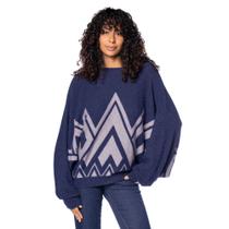 Blusa Feminina Biamar Geométrica Azul Escuro/Cinza Blusa Feminina Biamar Geométrica Azul Escuro/Cinza