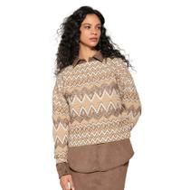 Blusa Feminina Biamar Geométrica Bege Mescla Blusa Feminina Biamar Geométrica Bege Mescla