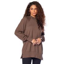Blusa Feminina Biamar Gola Média Marrom Escuro Blusa Feminina Biamar Gola Média Marrom Escuro
