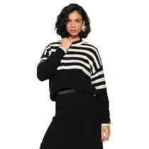 Blusa Feminina Biamar Listrada Preto/Branco Blusa Feminina Biamar Listrada Preto/Branco