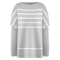 Blusa Feminina Biamar Mullet com Listras Cinza Claro Blusa Feminina Biamar Mullet com Listras Cinza Claro