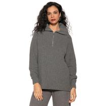 Blusa Feminina Biamar Oversized Zíper Cinza Escuro Blusa Feminina Biamar Oversized Zíper Cinza Escuro