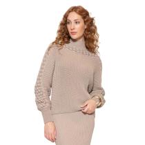 Blusa Feminina Biamar Ponto Pipoca Bege Blusa Feminina Biamar Ponto Pipoca Bege