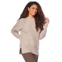 Blusa Feminina Biamar Raglan Bege Escuro Mescla