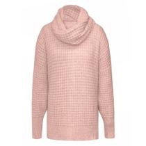 Blusa Feminina Biamar Tricot com Fendas e Gola Removível Rosa Claro