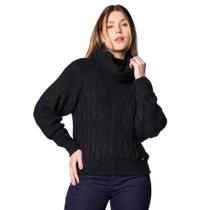 Blusa Feminina Biamar Tricot com Gola Removível Preto Claro Blusa Feminina Biamar Tricot com Gola Removível Preto Claro