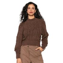 Blusa Feminina Biamar Tricot com Tranças Raglan Marrom Blusa Feminina Biamar Tricot com Tranças Raglan Marrom
