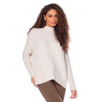 Blusa Feminina Biamar Tricot Gola Média Bege Claro Blusa Feminina Biamar Tricot Gola Média Bege Claro