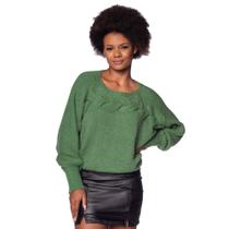 Blusa Feminina Biamar Tricot Oversized Detalhe Trança Verde