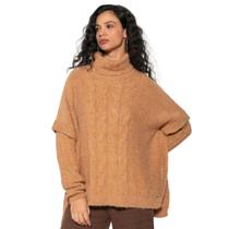 Blusa Feminina Biamar Tricot Quadrada Com Tranças Caramelo