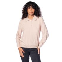 Blusa Feminina Biamar Xadrez Gola Polo Bege Claro